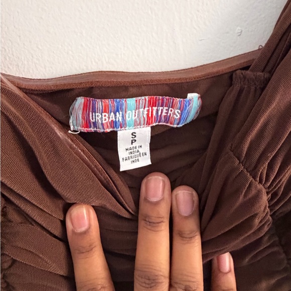 Mesh Brown Ruched Dress - Picture 2 of 2